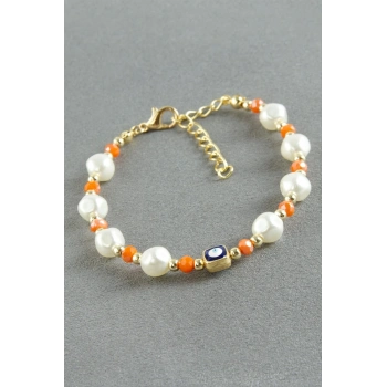 Nazar Dikdörtgen Kristal İnci Bileklik