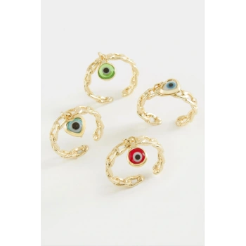 Nazar Zincir Şekilli Metal Yüzük