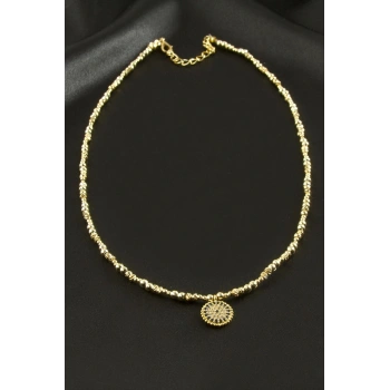 Nazar Zirkon Taşlı Metal Boncuklu Kolye