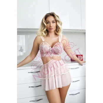 Nightlight Halka Detaylı Göğüs Kısmı Dantel Fantazi Mini Gecelik