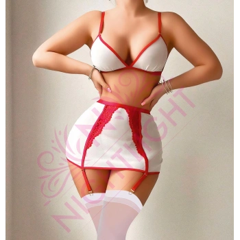 Nightlight Seksi Sütyenli Mini Etekli Fantazi Hemşire Kostümü