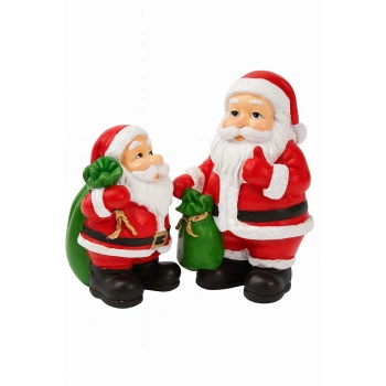 Noel Baba Biblo Seti 2’li – 9 cm & 11 cm – Premium Yılbaşı Dekor Koleksiyonluk Hediye