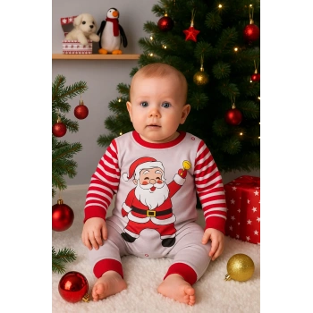 Noel Baba Detaylı Bebek Tulum % 100 Pamuk