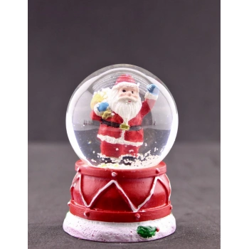 Noel Baba Hediye Torbası Mini Boy Işıklı Yılbaşı Kar Küresi 6.5 cm 5A