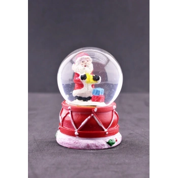 Noel Baba ve Hediye Paketi Temalı Mini Boy Işıklı  Yılbaşı Kar Küresi 6.5 cm1A