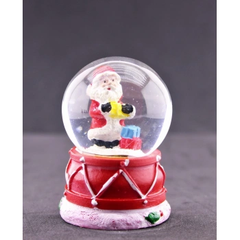 Noel Baba ve Hediye Paketleri Temalı Mini Boy Işıklı  Yılbaşı Kar Küresi 6.5 cm F