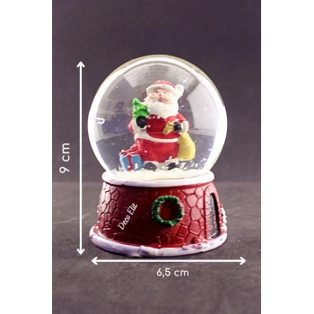 Noel Baba ve Hediyeleri Temalı Orta Boy Işıklı Kar Küresi 9 cm