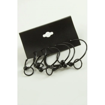 Noktalı İç İçe Metal Halka Küpe 6 Adet