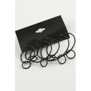 Noktalı İç İçe Metal Halka Küpe 6 Adet