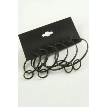 Noktalı İç İçe Metal Halka Küpe 6 Adet