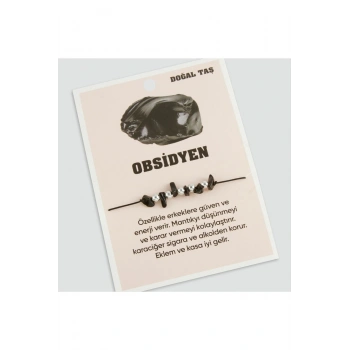 Obsidyen Doğaltaşlı İp Bileklik
