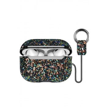 Onegif Apple Airpods Pro 2 (2.nesil) Bright Simli Airpods Kapak - Siyah