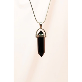 Onix Doğal Taşı Zincirli El Yapımı Tasarımlı Kolye Uç: 3,5 cm Zincir: 20 cm Kutulu