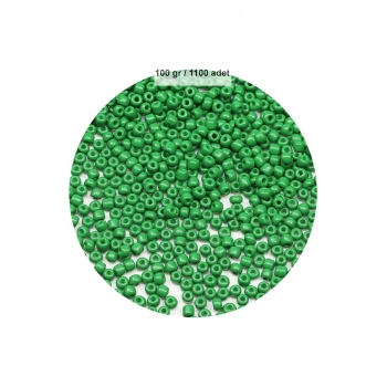 Opak Yeşil Renk 4 mm Yaklaşık 1100 adet / 100 gram Cam Boncuk Oya Yazma Bileklik ve Kolye