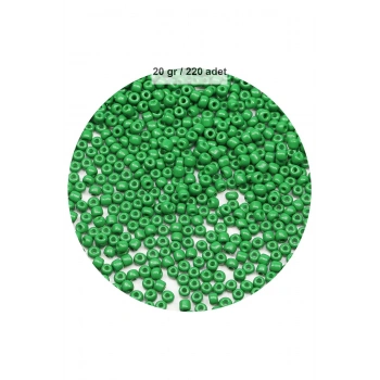 Opak Yeşil Renk 4 mm Yaklaşık 220 adet/20 gram Cam Boncuk Oya Yazma Bileklik ve Kolye