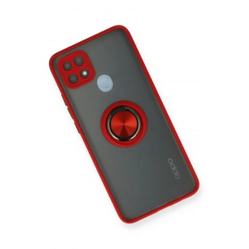 Oppo A15 Kılıf Montreal Yüzüklü Silikon Kapak - Kırmızı