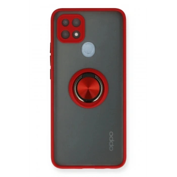 Oppo A15 Kılıf Montreal Yüzüklü Silikon Kapak - Kırmızı