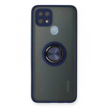 Oppo A15 Kılıf Montreal Yüzüklü Silikon Kapak - Lacivert