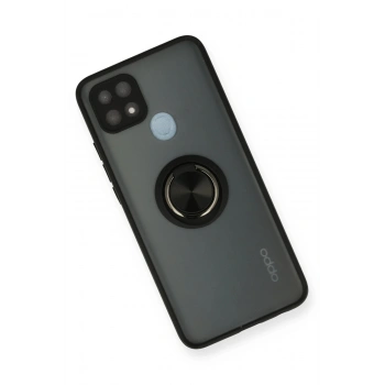 Oppo A15 Kılıf Montreal Yüzüklü Silikon Kapak - Siyah