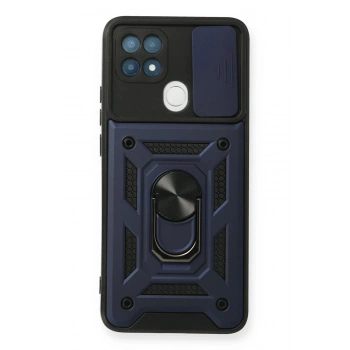 Oppo A15 Kılıf Pars Lens Yüzüklü Silikon - Lacivert