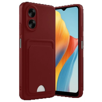 Oppo A38 Kılıf Kelvin Kartvizitli Silikon - Bordo
