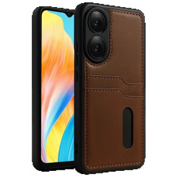 Oppo A38 Sara Kartvizitli Deri Kılıf - Taba