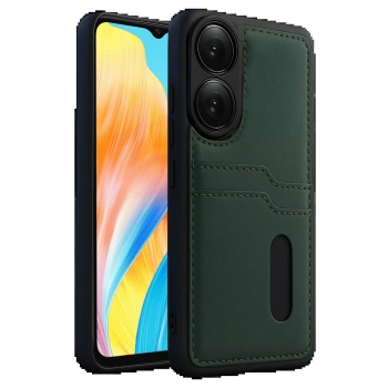 Oppo A38 Sara Kartvizitli Deri Kılıf - Yeşil