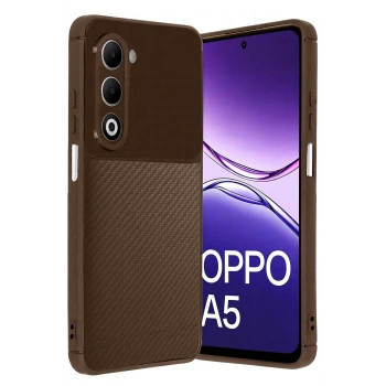 Oppo A5 4G Auto Focus Karbon Kapak - Kahverengi