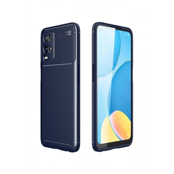 Oppo A54 4G Kılıf Auto Focus Karbon Kapak - Lacivert