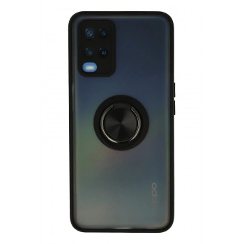 Oppo A54 4G Kılıf Montreal Yüzüklü Silikon Kapak - Siyah