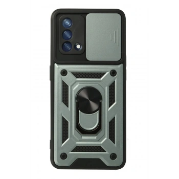 Oppo A74 4G Kılıf Pars Lens Yüzüklü Silikon - Yeşil