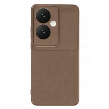 Oppo Reno 11F Kılıf Auto Focus Karbon Kapak - Kahverengi