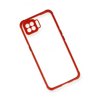 Oppo Reno 4 Lite Kılıf Miami Şeffaf Silikon - Kırmızı