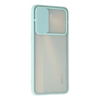 Oppo Reno 4 Lite Kılıf Palm Buzlu Kamera Sürgülü Silikon - Turkuaz