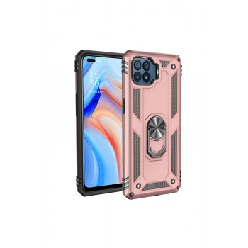 Oppo Reno 4 Lite Kılıf Sofya Yüzüklü Silikon Kapak - Rose