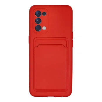 Oppo Reno 5 Kılıf Kelvin Kartvizitli Silikon - Kırmızı