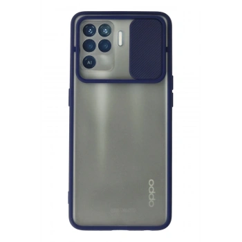 Oppo Reno 5 Lite Kılıf Palm Buzlu Kamera Sürgülü Silikon - Lacivert