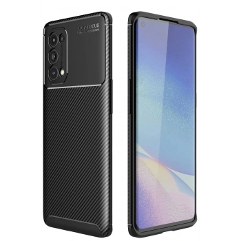 Oppo Reno 5 Pro Kılıf Auto Focus Karbon Kapak - Siyah