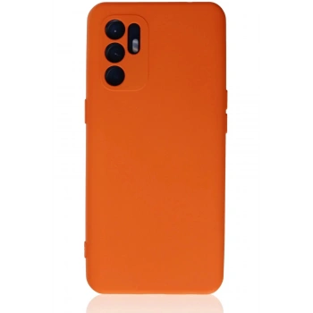 Oppo Reno 6 Kılıf Nano içi Kadife Silikon - Turuncu