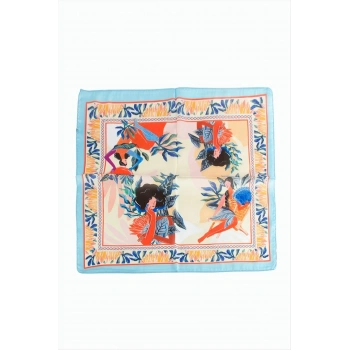 Orkide Desenli Zr Şifon Fular 50*50 cm