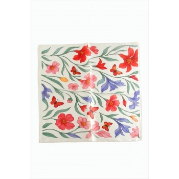 Orkide Desenli Zr Şifon Fular 50*50 cm