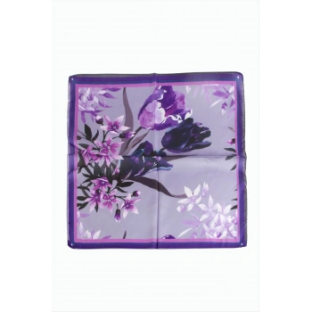Orkide Desenli Zr Şifon Fular 50*50 cm