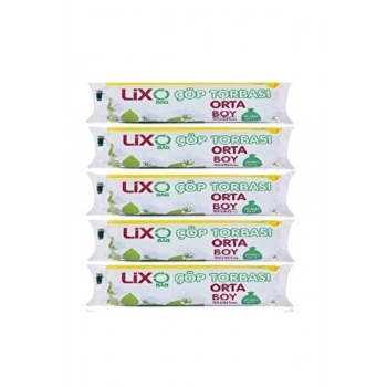 Orta Boy Çöp Torbası 55 x 60 cm 20 Li Rulo x 5 Paket = 100 Adet (Mavi)