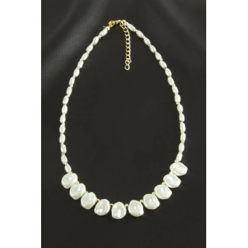 Oval Arpa Kesim İnci Kolye