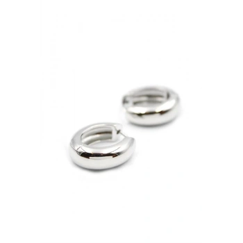 Oval Halka Küpe - Gümüş