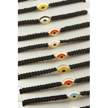 Oval Nazar Makrome Örgülü Bileklik