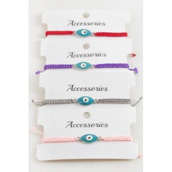 Oval Nazar Makrome Örgülü Bileklik