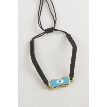 Oval Nazar Makrome Örgülü Bileklik