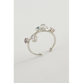 Oval Renkli Taşlı Yüzük