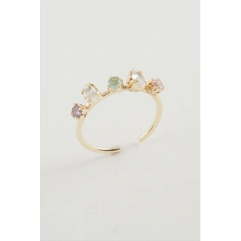 Oval Renkli Taşlı Yüzük